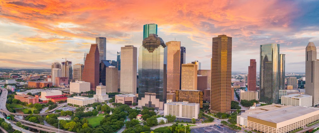 Bracewell Houston office page banner image, which shows the skyline of Houston.